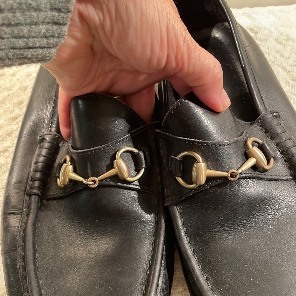 Gucci Horse Bit Driving Loafers Black & Brown Leather Protective Soles - Picture 2 of 14